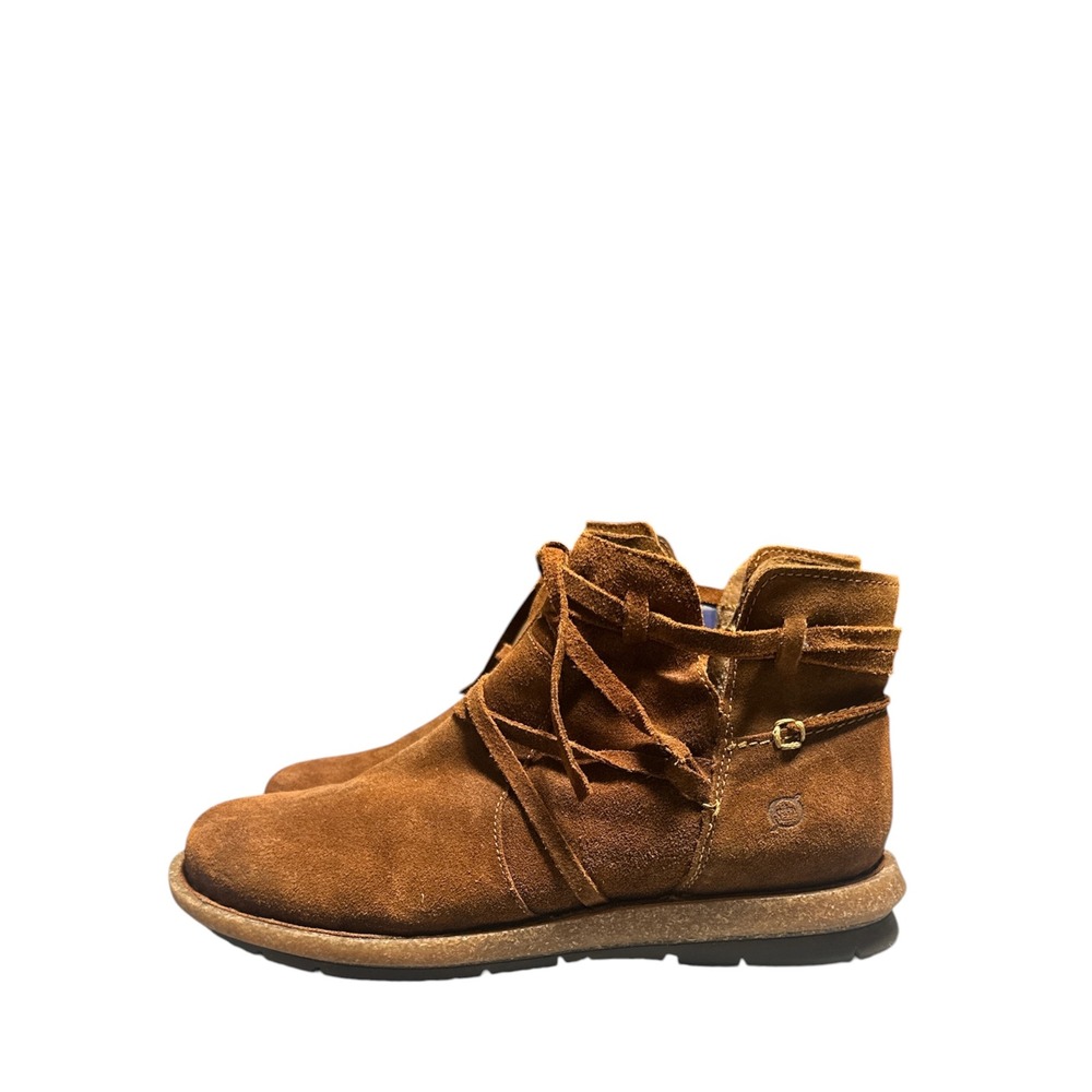 Born Kerri Brown Suede Lace Up Zip Ankle Boots F55196 Womens 7.5 M/W